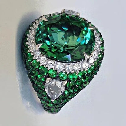Exquisite Women Ladies Green Emerald Eternity Ring Anniversary Gift Engagement Bridal Wedding Jewelry Rings Size 4-12