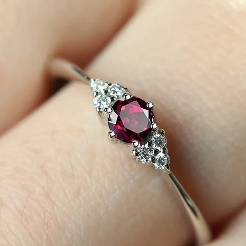 Red Ruby Jewelry Palace Natural Garnet Halo Engagement Ring Sterling Sliver Jewelry for Women