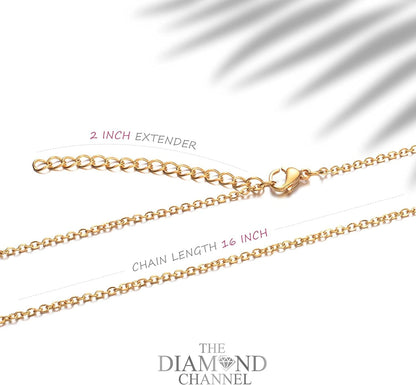 NATURAL Diamond 4-Prong Pendant Necklace with 16”+2” Extender - 14K Gold Diamond Pendant - Fine Jewelry for Women