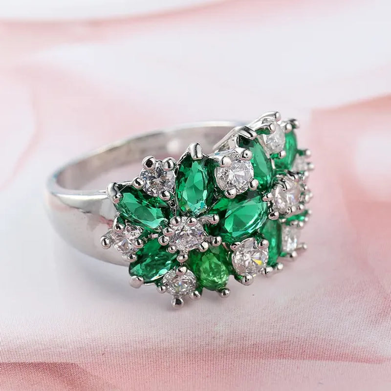 Fashion Women 925 Sterling Silver Sapphire & White Topaz Gemstones Rings Size 6 7 8 9 10