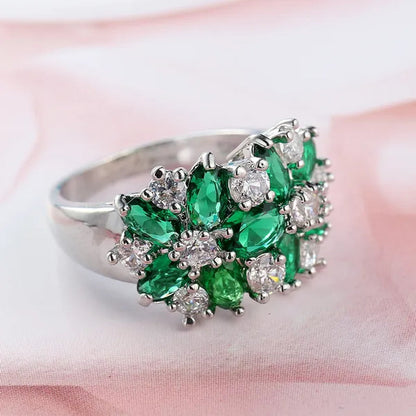 Fashion Women 925 Sterling Silver Sapphire & White Topaz Gemstones Rings Size 6 7 8 9 10