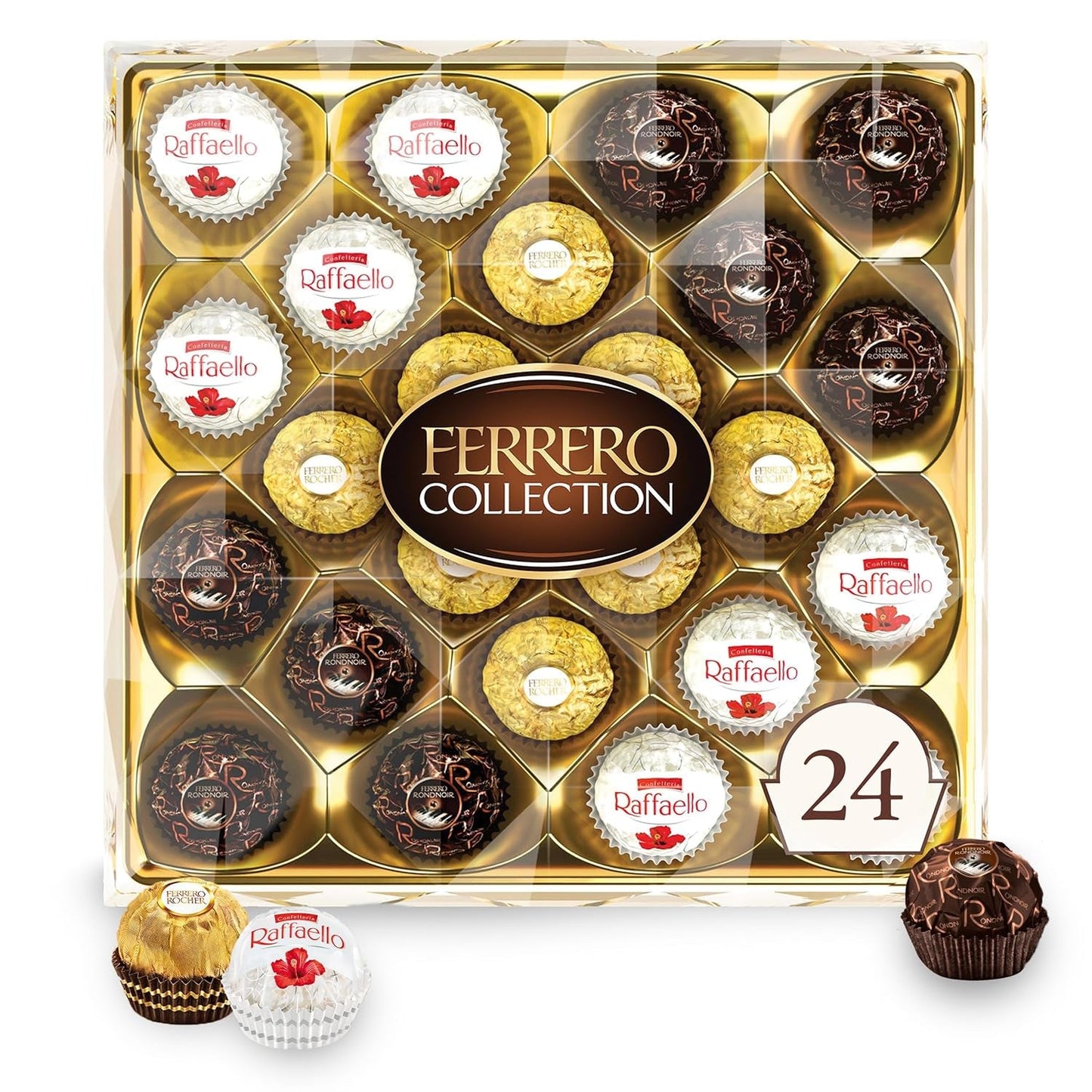 , 24 Count, Premium Gourmet Assorted Hazelnut Milk Chocolate, Dark Chocolate and Coconut Chocolates, Chocolate Gift Box, 9.1 Oz