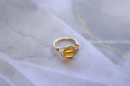 Citrine Ring, Citrine Gemstone Jewelry, Citrine Stone Ring, Gold Citrine Ring, Wire Wrapped Ring, Wire Ring, Gemstone Ring, Statement Ring