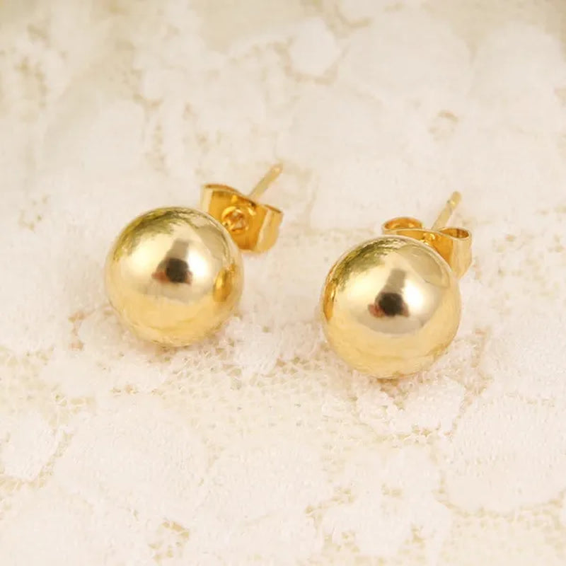 Ball Round Pendant Necklace Ball Round Earrings Jewelry 24K Gold Women Best Party Fine Jewelry