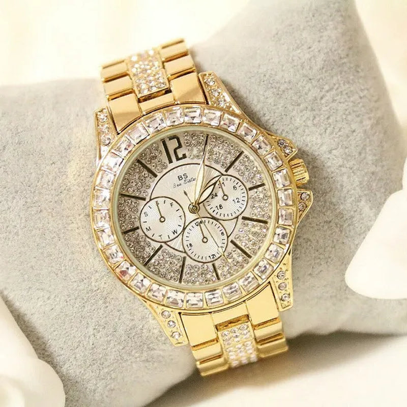 New Arrival Famous Brand Bling Watch Women Luxury Austrian Crystals Watch Rose Gold Shinning Diomand Rhinestone Fashion Bracelet