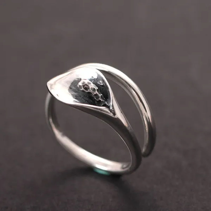 Women Fashion Elegant 925 Sterling Silver Calla Lily Flower Rings