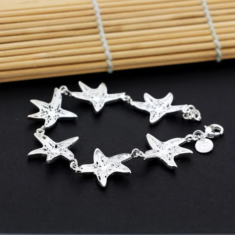 925 Sterling Silver Starfish Charm Bracelet Women Silver Jewelry Accessories
