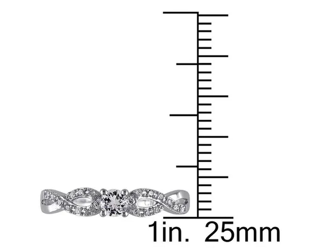 1/4 Carat (Ctw) Lab-Created White Sapphire Infinity Ring with Diamonds in Sterling Silver