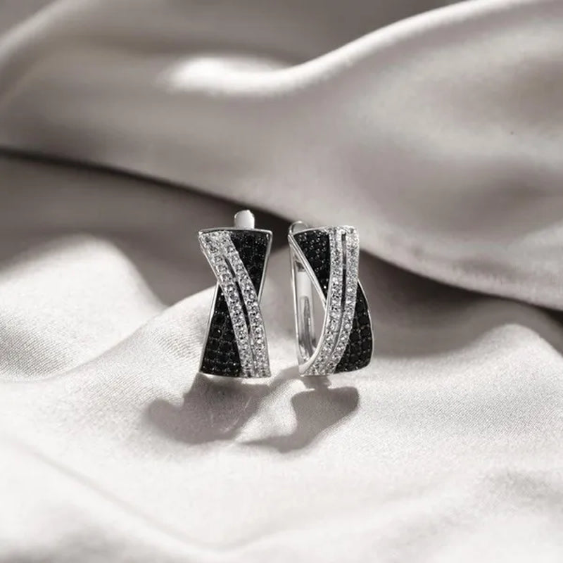 Luxury Fashion Women'S Creative Cross Earrings Infinite Diamond Earrings Black and White Diamond Earrings Infinite Cross Earrings Engagement Earrings Women'S Diamond Jewelry Birthday Anniversary Gift Jewelry