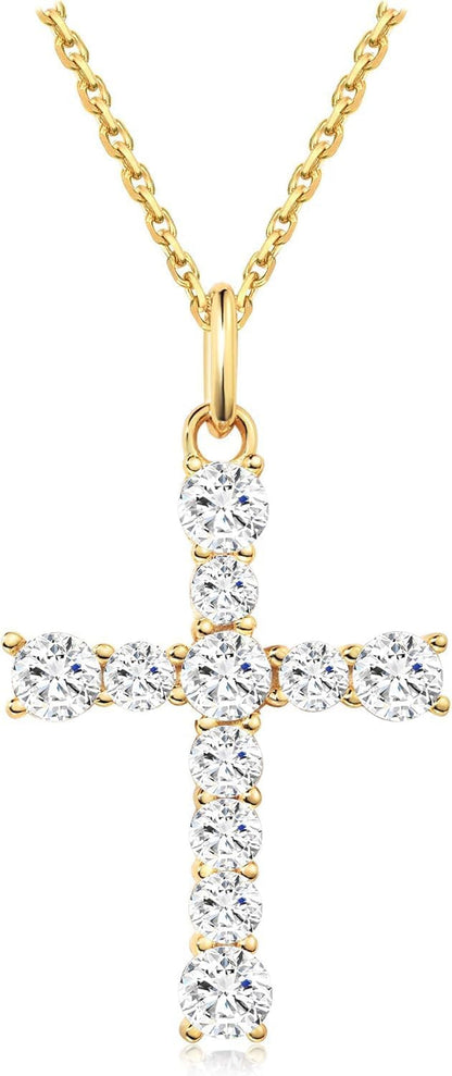 Cross Necklace for Women Gold Plated Cross Necklaces for Women 925 Sterling Silver Cross Pendant Necklaces for Women Birthday Anniversary