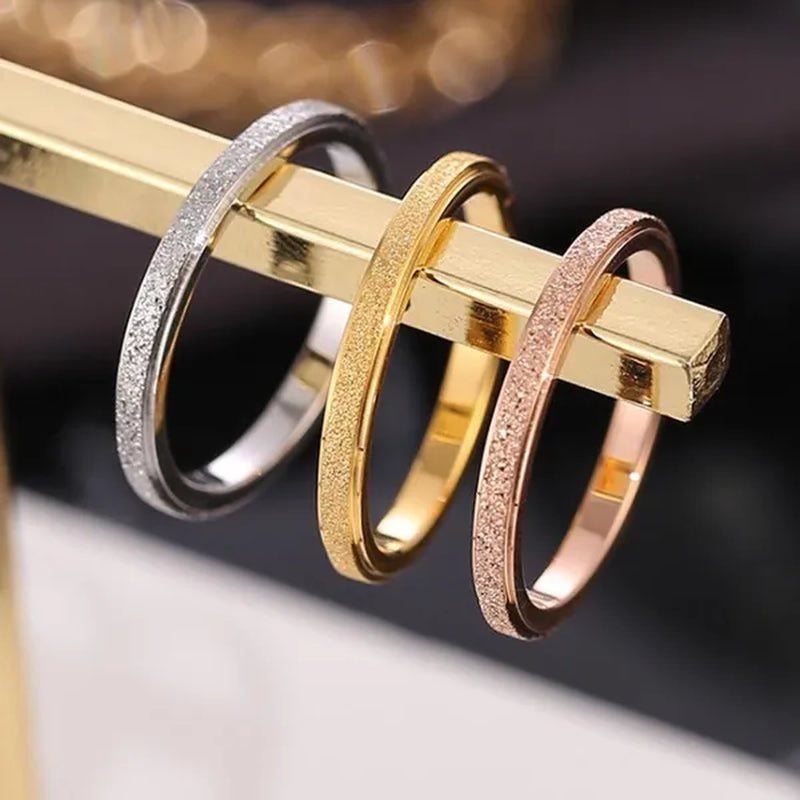 2mm Rose Gold and Silver Sandblast Ring Titanium Steel Wedding Band for Women Girl Size 3-10