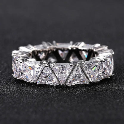 2.0ct Triangle Cut Diamonds Eternity Band Bridal Engagement Rings for Women Wedding Party Jewelry Gift