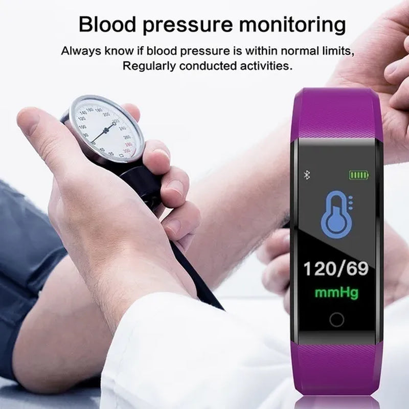 Color Screen Smart Bracelet Watch 115 Plus Blood Pressure Monitoring Heart Rate Monitoring Smart Wristband