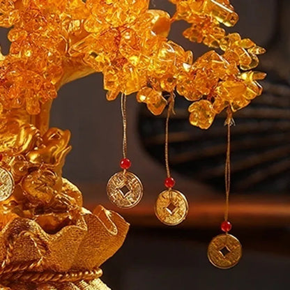 3 Size Festival Holiday Gifts Natural Citrine Quartz Crystal Money Tree in for Wealth Money Bay Lucky Tree