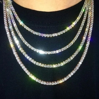 Necklace for Women Gorgeous Men's Gold Tennis Chain Icy Diamonds Hip Hop Choker Chain Necklace Bling Jewelry 18-30 Inches