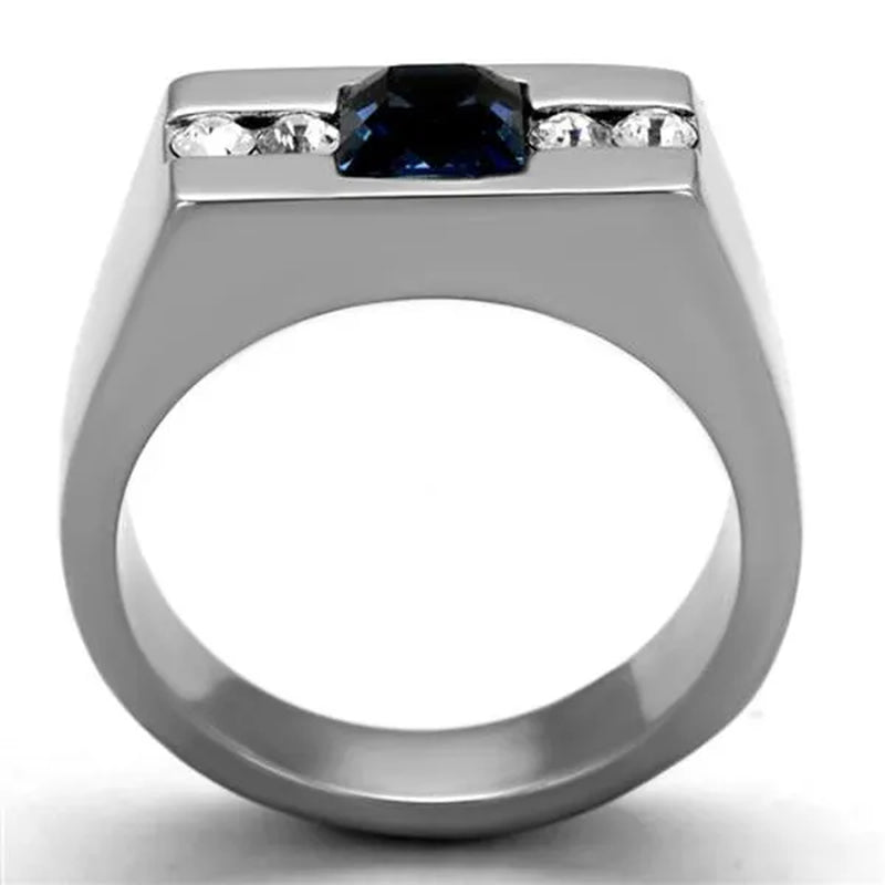 Men'S 1.68Ct Montana Princess Cut Simulated Diamond Stainless Steel Ring Size 8-13