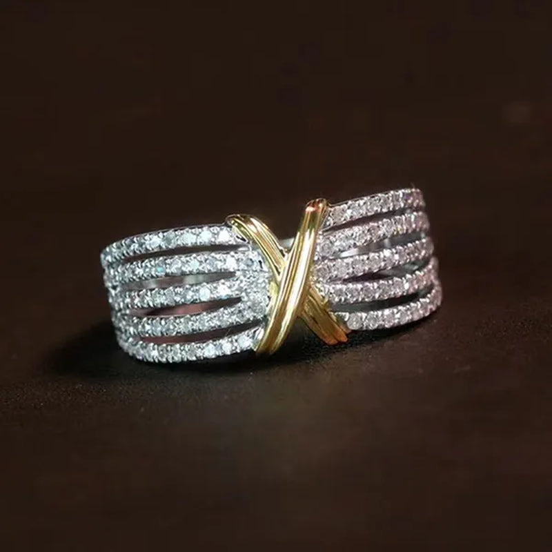 Women's Fashion White Zircon Ring Elegant Bride Proposal Engagement Wedding Party Band Anniversary Gift Promise Rings