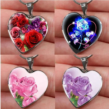 Luxury Fashion Creative Retro Color Black Rose Necklace Elegant Lovely Women'S Love Pendant Classic Romantic Valentine'S Day Necklace Gift Engagement Wedding Necklace Jewelry Anniversary Gift Necklace Christmas Gift Jewelry