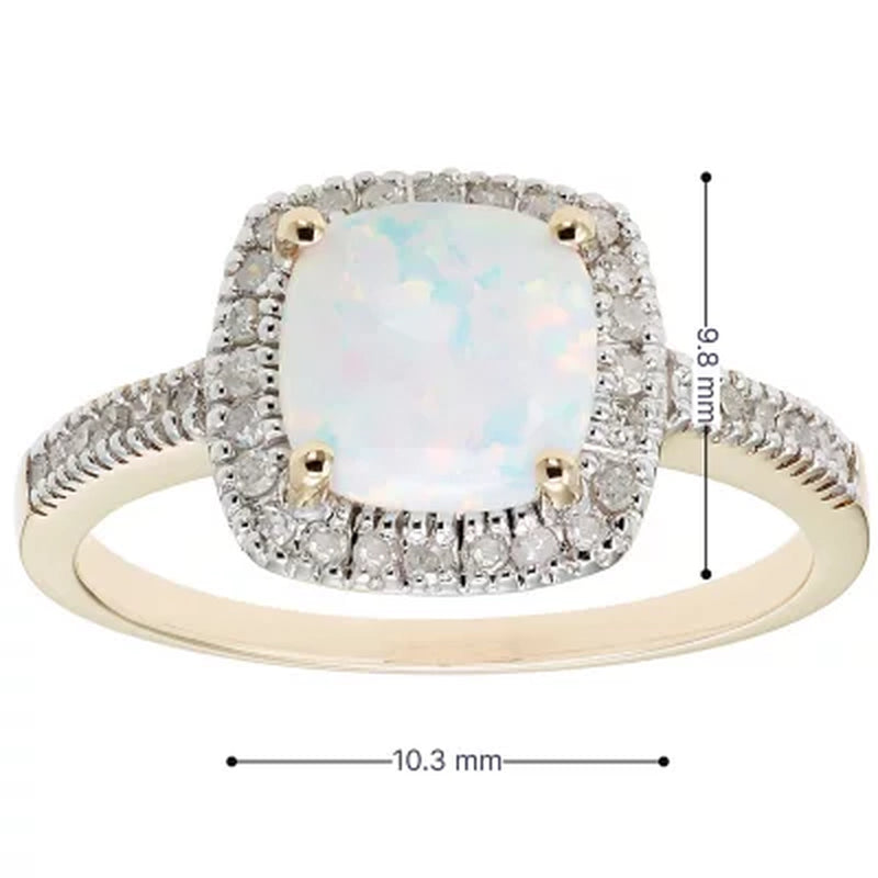 Lab Opal and 0.18 CT. T.W. Diamond Ring in 14K Gold