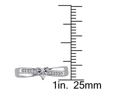 1/4 Carat (ctw) Lab-Created Synthetic White Sapphire Heart Ring with Diamonds in Sterling Silver