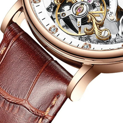 KINYUED Mechanical Automatic Watch Men Tourbillon Wristwatch Sports Clock Mechanism Self Winding Watches Casual Moon horloge man watches