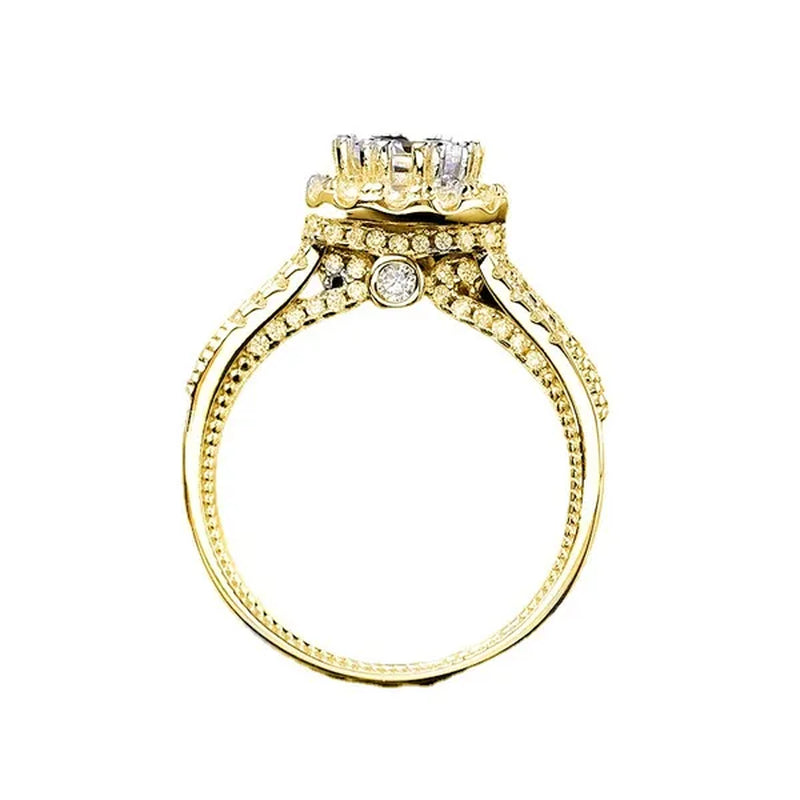 Luxury Women'S Fashion Silver Color Ring Elegant Female Engagement Wedding Party Anniversary Gift