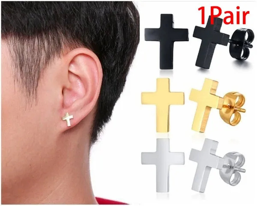 Delysia King Men'S Cross Stud Earrings