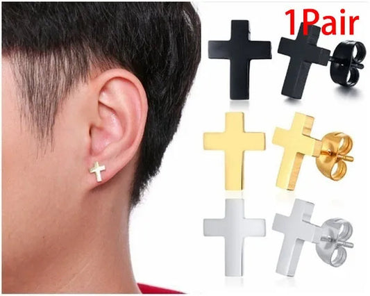 Delysia King Men'S Cross Stud Earrings