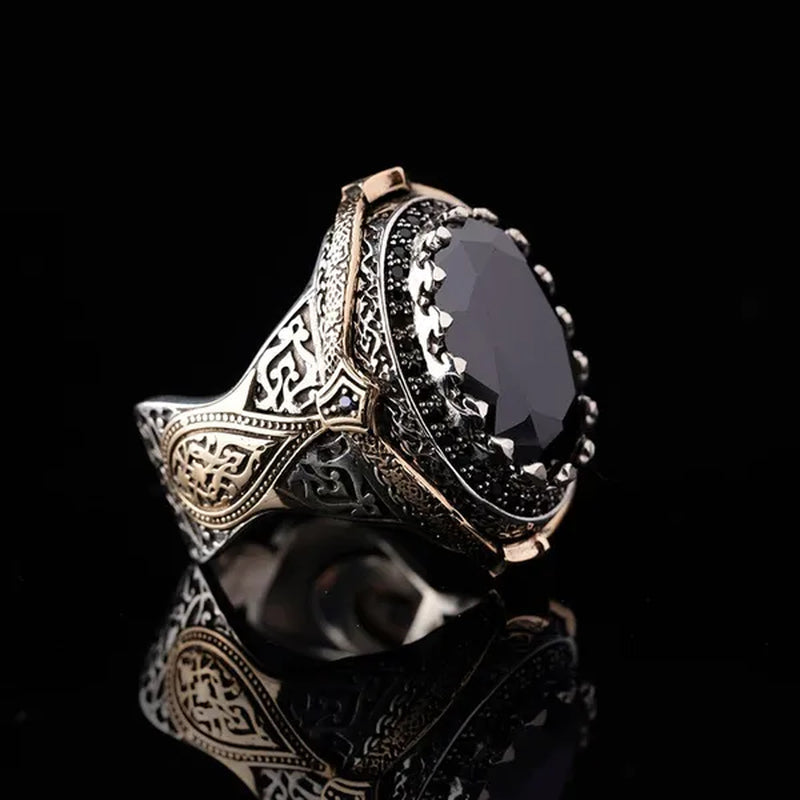 Luxurious Silver color Blue Gem men's ring wedding anniversary gift size 7-14