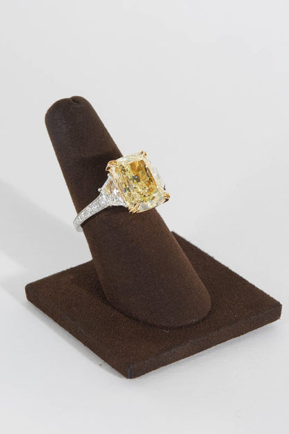 10 Carat Fancy Yellow GIA Cushion Diamond Engagement Ring