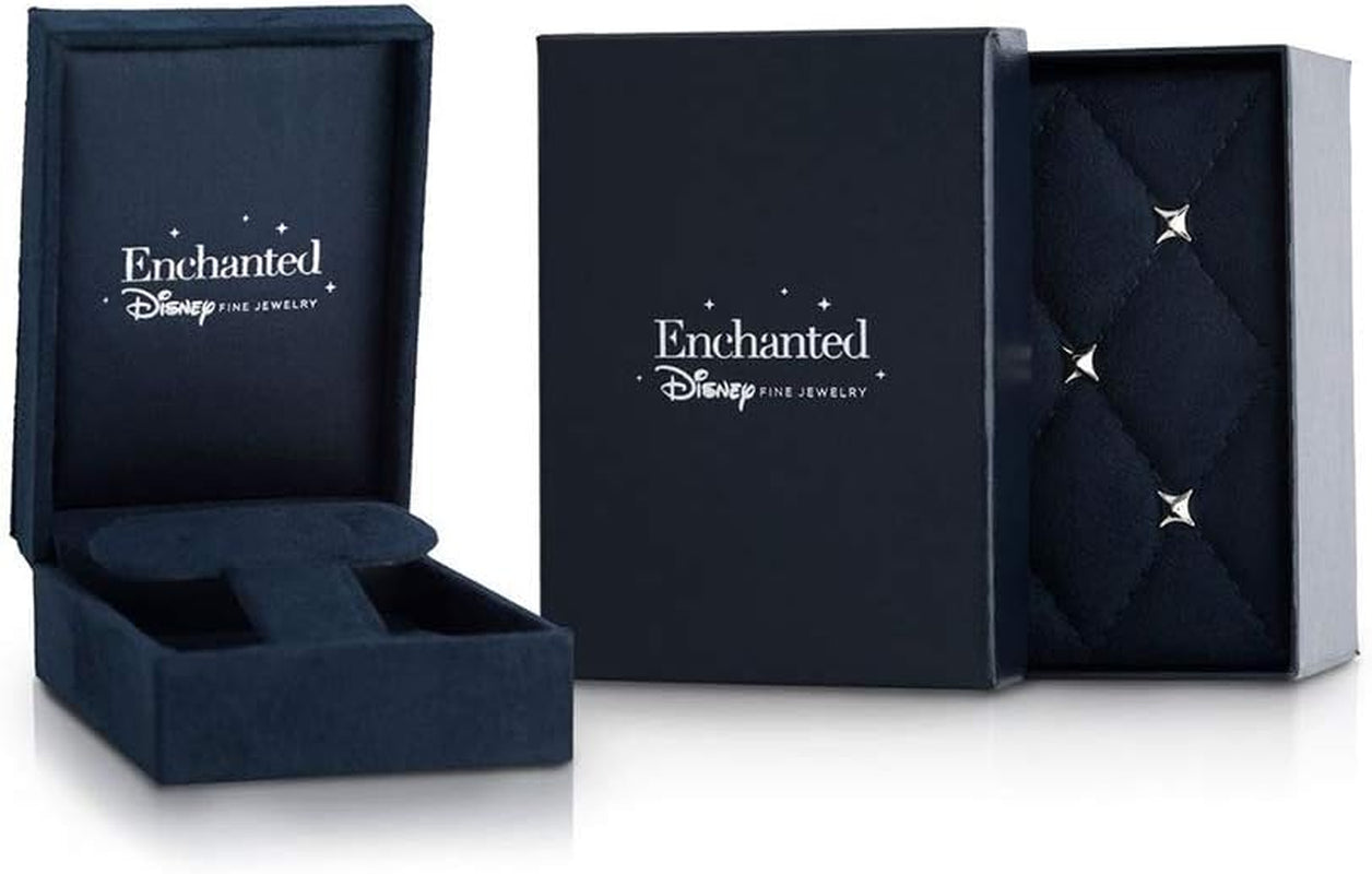 Enchanted Disney Fine Jewelry Black Rhodium over Sterling Silver 5X3 MM Pear Red Garnet and 1/8 Cttw Treated Black round Diamond Jafar Stud Earrings
