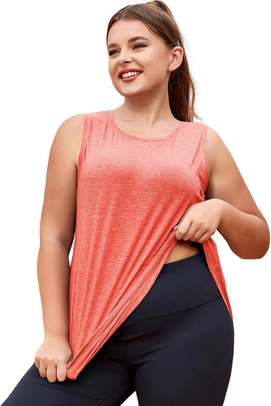 plus Size Womens Workout Tank Tops Sleeveless Flowy Yoga Athletic Running Shirts