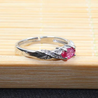 Elegant silver ruby for girl 3 mm * 6 mm natural Myanmar ruby ring 925 sterling silver ruby ring romantic gift for girlfriend