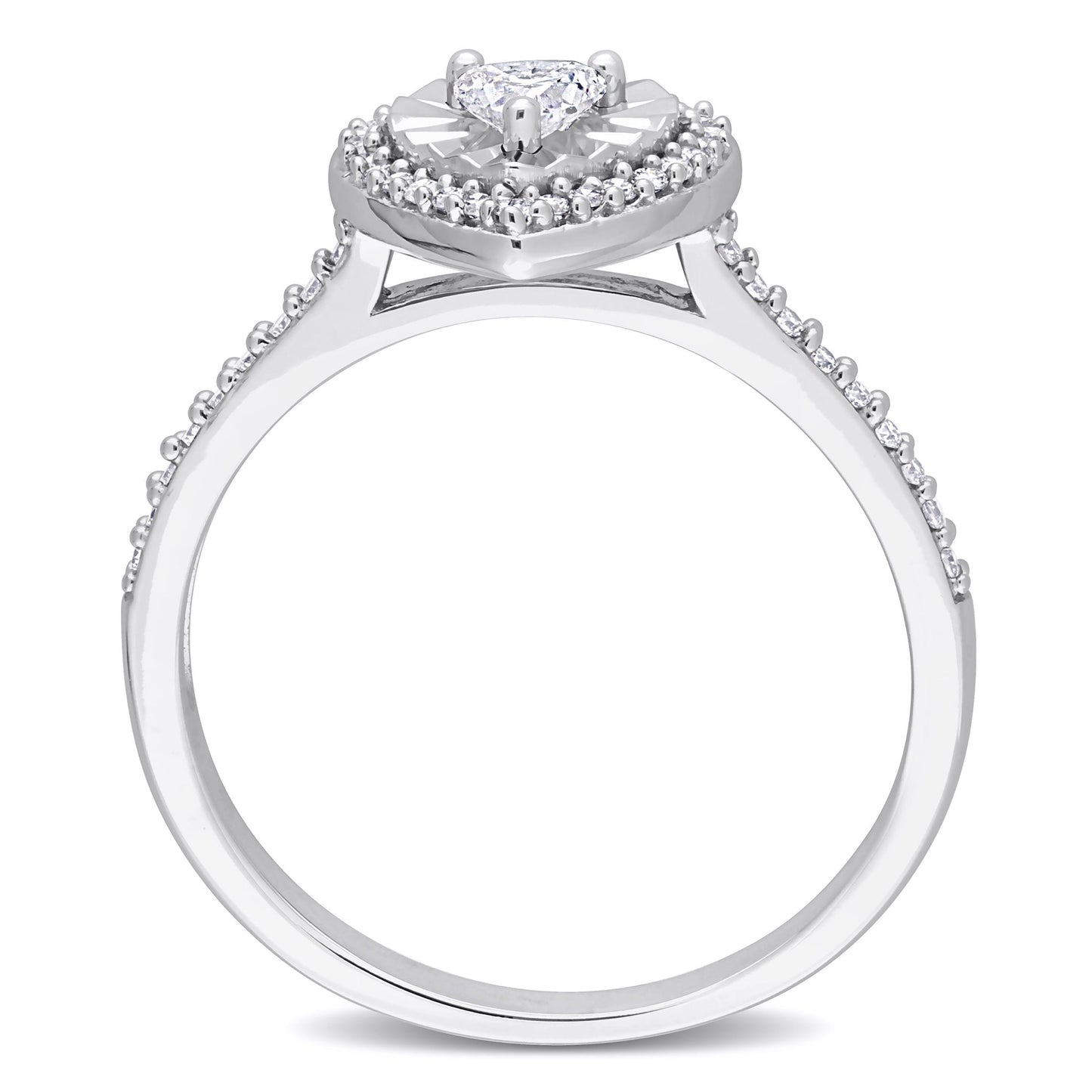 Women'S 1/3 Carat T.W. Heart-Cut Diamond 14Kt White Gold Halo Engagement Ring