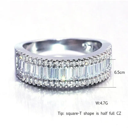 For Beauties! 1PC  Pave Setting Square Heart Oval T-Shape Simulated Diamond CZ Eternity Band Engagement Wedding Stone Rings