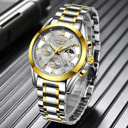 LIGE 2020 New Gold Watch Women Watches Ladies Creative Steel Women's Bracelet Watches Female Waterproof Clock Relogio Feminino