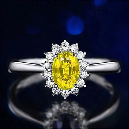New Ruby Diana Sunflower Lady Ring Classic Living Mouth Design Women'S Ring