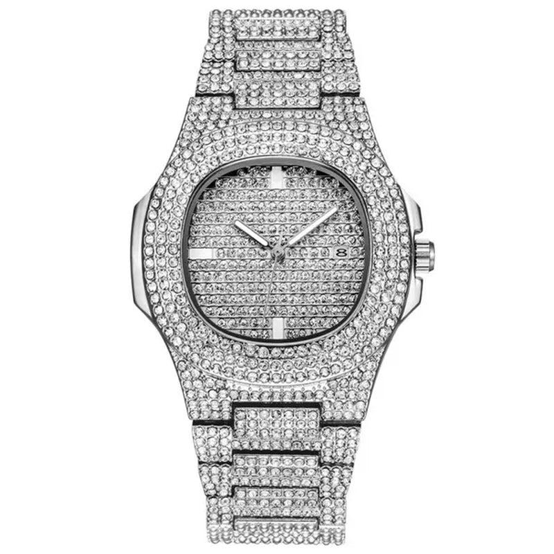 Men Cool Black Diamond Watch Business Quartz Watches Men Luxury Watch Gold Watch Rose Gold Watch Uhr Herren