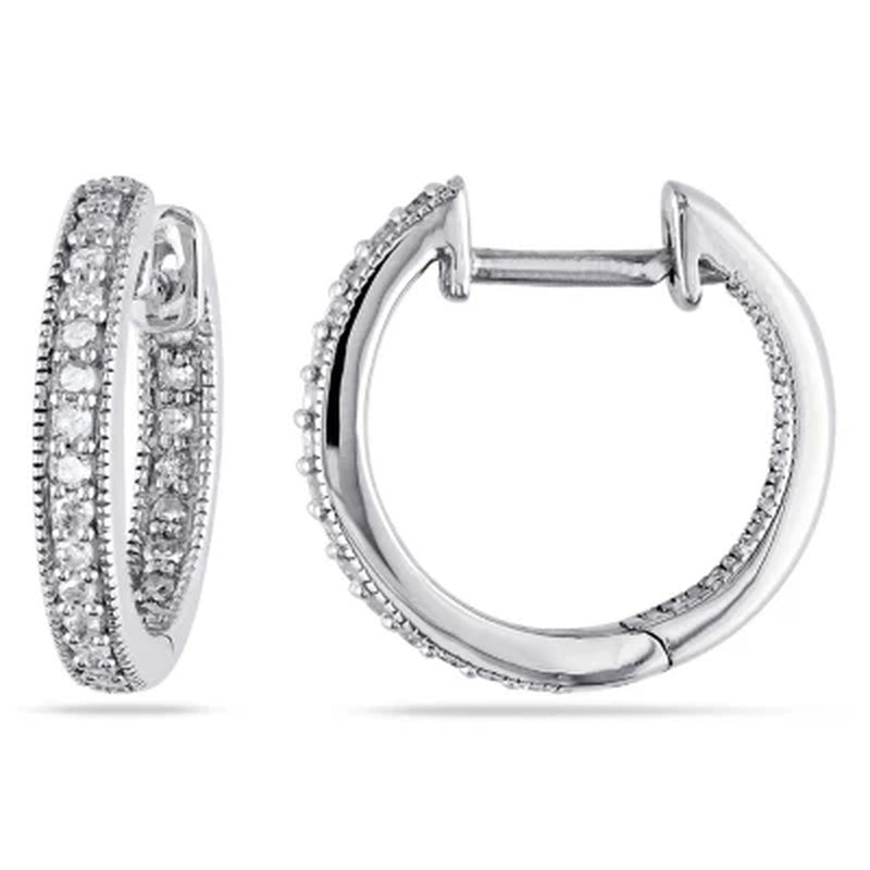 0.22 CT. T.W. inside outside Diamond Hoop Earrings in 14K Gold