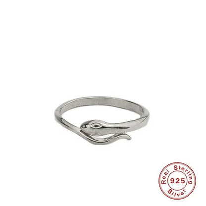 925 Sterling Silver Small Snake Open Rings Women Female'S Animal Adjustable Rings Girls' Gold Color Simple Wedding Jewelry