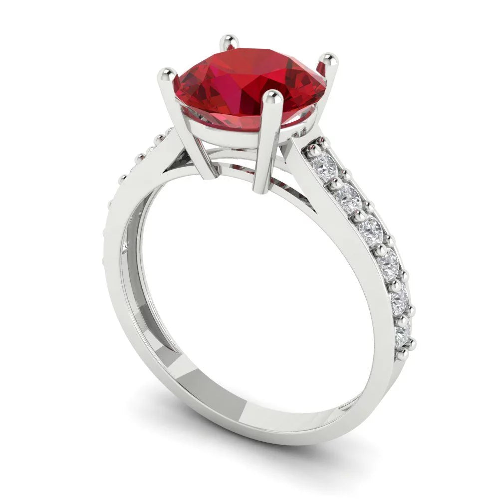 2.18Ct round Cut Simulated Tourmaline 14K White Gold Anniversary Engagement Ring Size 3.75