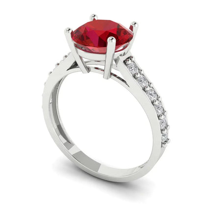 2.18Ct round Cut Simulated Tourmaline 14K White Gold Anniversary Engagement Ring Size 3.75
