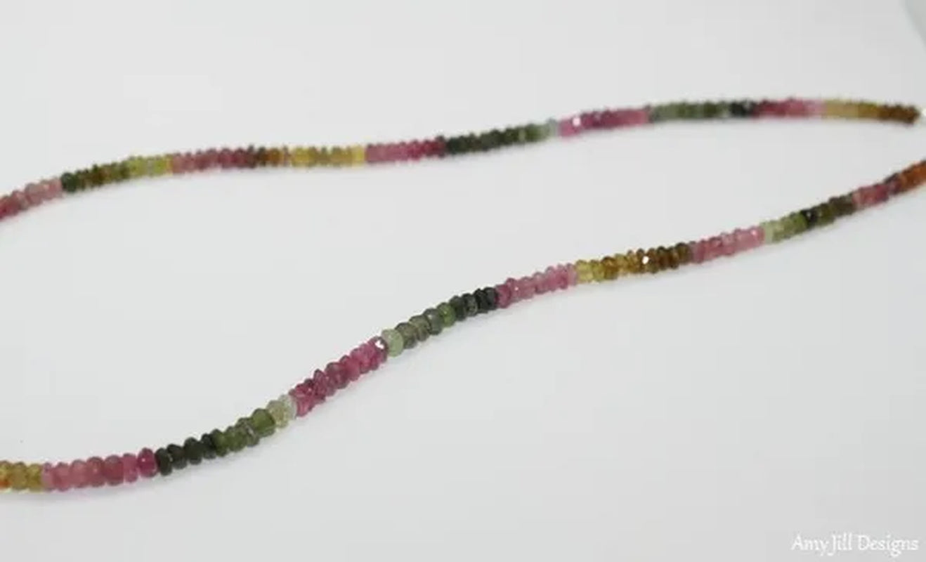 Watermelon Tourmaline Necklace, Watermelon Tourmaline Jewelry, Beaded, Shaded, Ombre Jewelry,