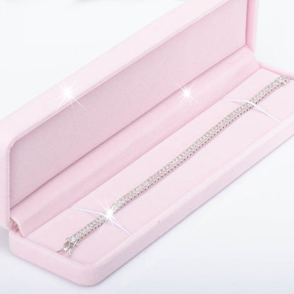 Sterling Silver Bracelet with Square Diamonds and Electroplated Real Gold