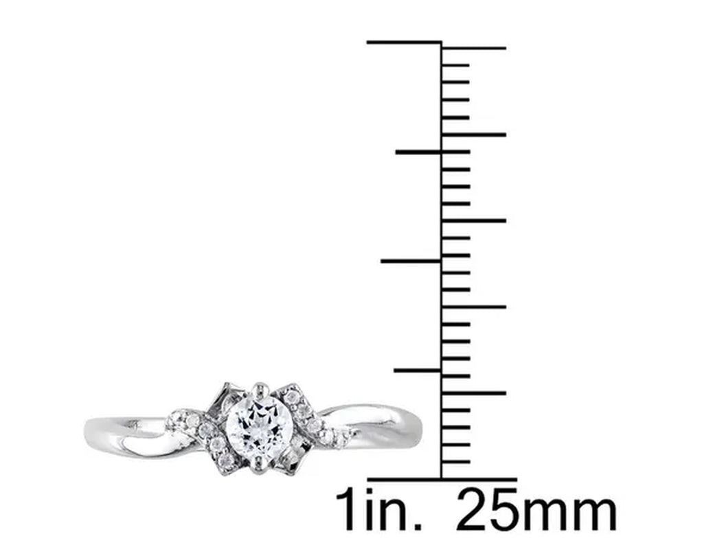 1/3 Carat (Ctw) Lab-Created White Sapphire Promise Ring with Diamonds in Sterling Silver