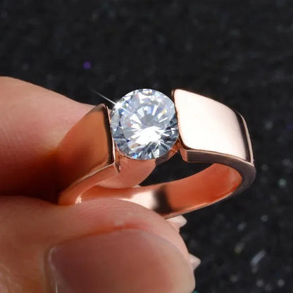 Mens Ring Classic Zircon Rings Bride Wedding Rings Rose Gold Colour Rings Silver Plated Rings Party Gift Rings for Men  Finger Jewelry