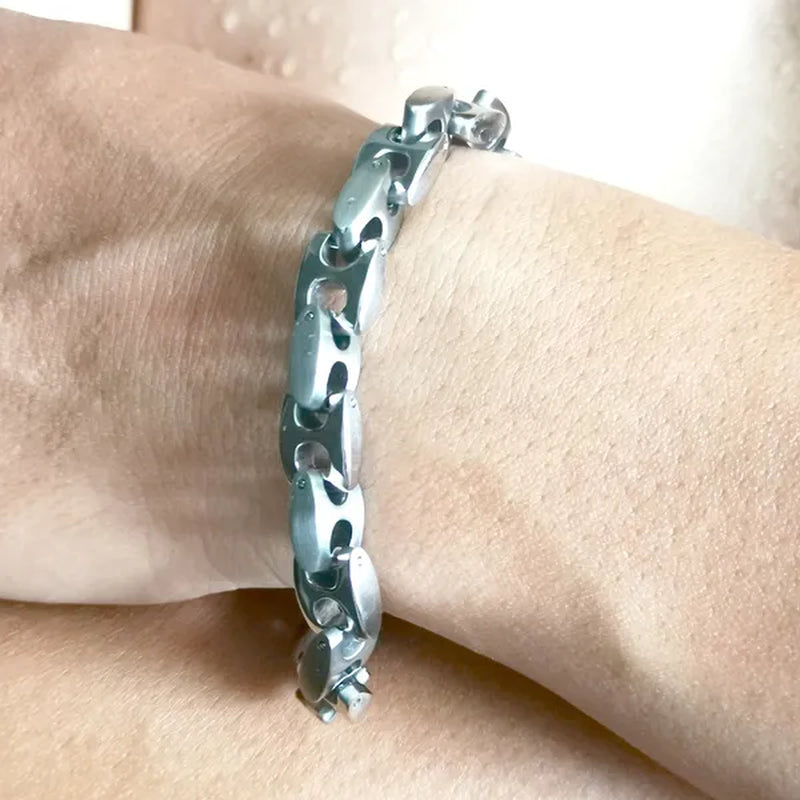 Men's Bangle 316L Stainless Steel  Silver Solid  large Chunky Curb Cuban Link Chain Bracelet Gifts for Men Boys 9mm 8.5 inch Heavy