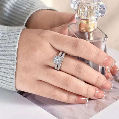 Newshe Vintage Wedding Ring Sets  Engagement Rings for Women Princess Cut AAAAA CZ 925 Sterling Silver Jewelry Gift Sz 4-13