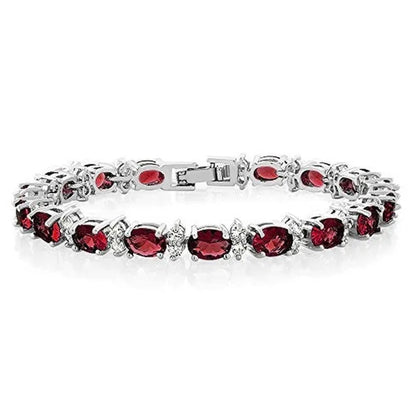 Gem Stone King 925 Sterling Silver Gorgeous Oval and Round Sparkling Cubic Zirconia CZ Tennis Bracelet Jewelry Gift