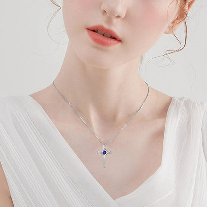 Mother'S Day Gifts for Mom Cross Necklaces for Women Sterling Silver Faith Cross Pendant Necklace with Birthstone Christmas Birthday Jewelry Gifts for Women Girls